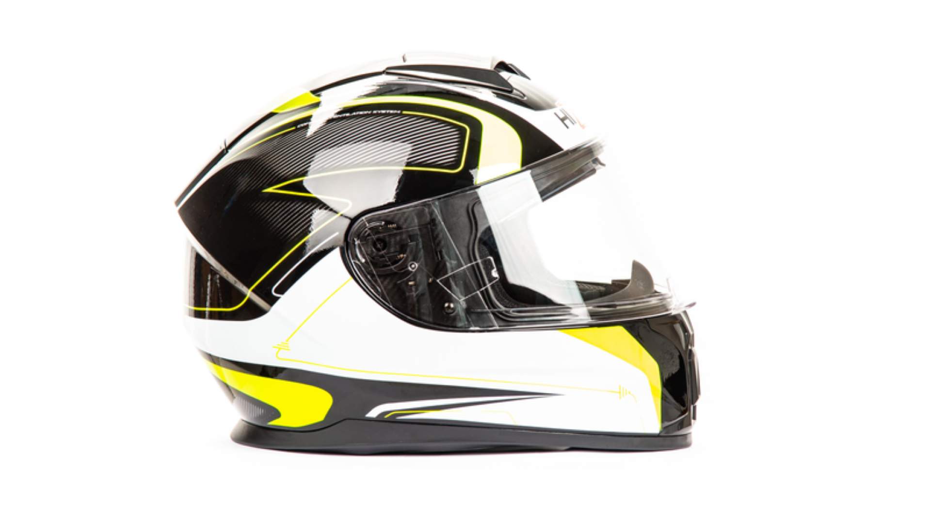 Шлем мото интеграл HIZER B566 №1 (M)  black/white/yellow (2 визора) 