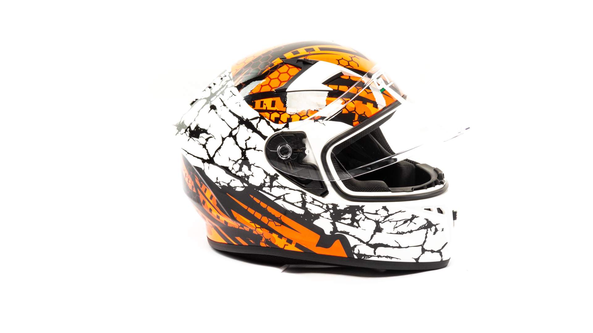Шлем мото интеграл GTX 578 №6 (M) WHITE/FLUO ORANGE RED BLACK